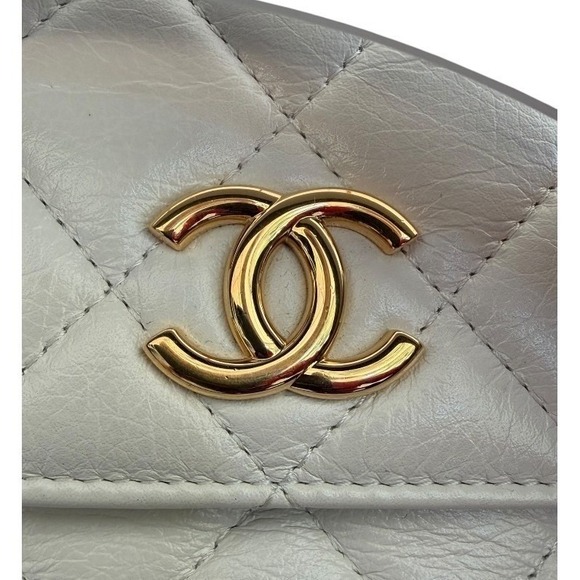 Chanel Mini Top Handle Flap Crossbody Bag White Quilted Lambskin Gold HW - Picture 8 of 15